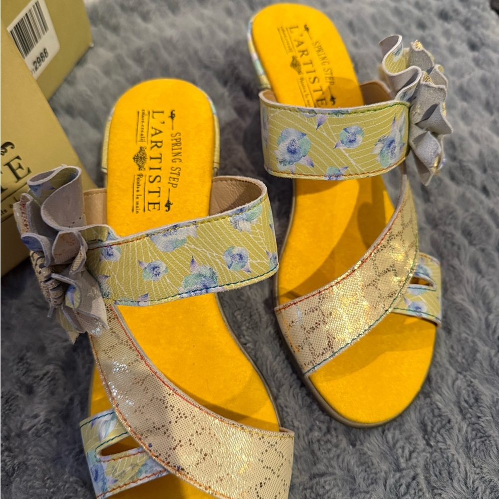 Spring Step Yellow Floral Sandals - Picture 4 of 8